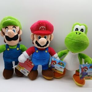 Jakks Super Mario Plush World of Nintendo 8" Stuffed NWT Toy Luigi YOSHI Lot